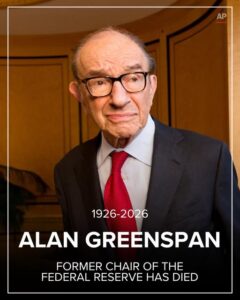 Alan Greenspan Obituary Report – Former Federal Reserve Chairman Reportedly Dies at 100